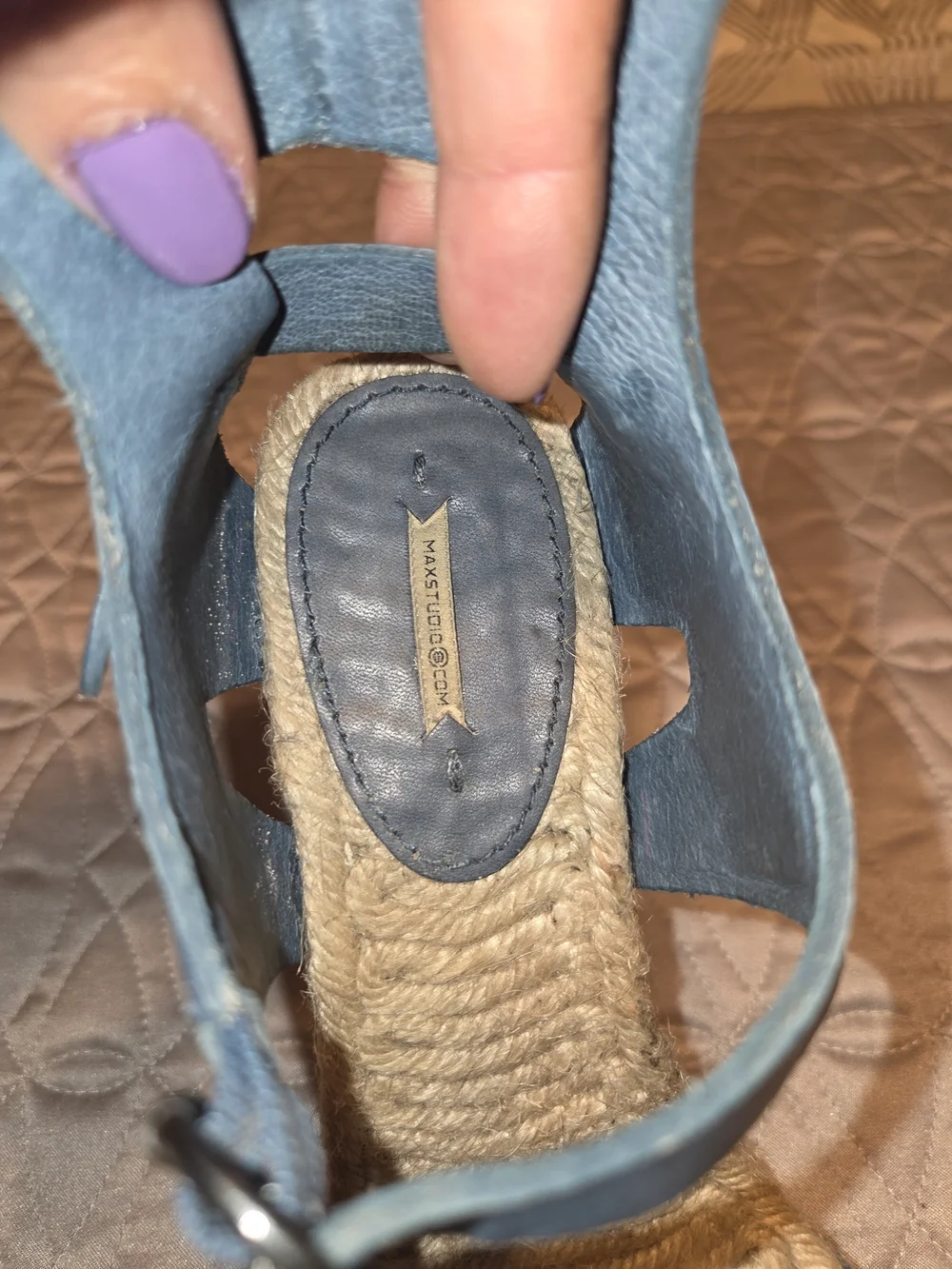 Max Studio Rare Blue Espadrille Wedge Sandals with Ankle Straps Sz 7